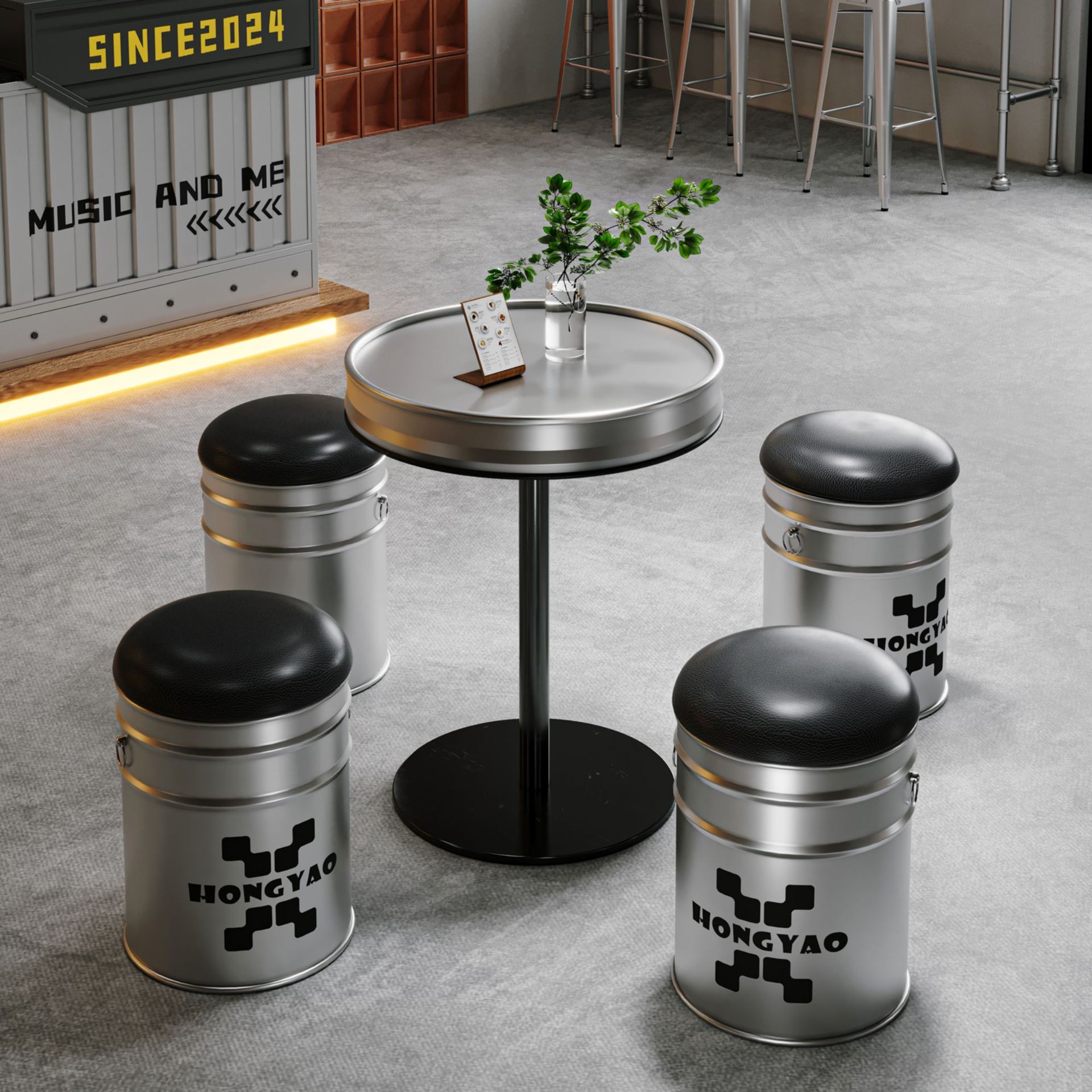 Coffee Tea Lounge - for Industrial Style Wrought Iron Round